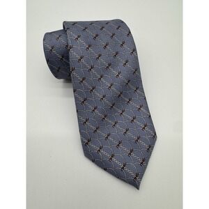Oscar de la Renta Silk Tie Blue Chain Link Pattern Made in USA Classic Luxury
